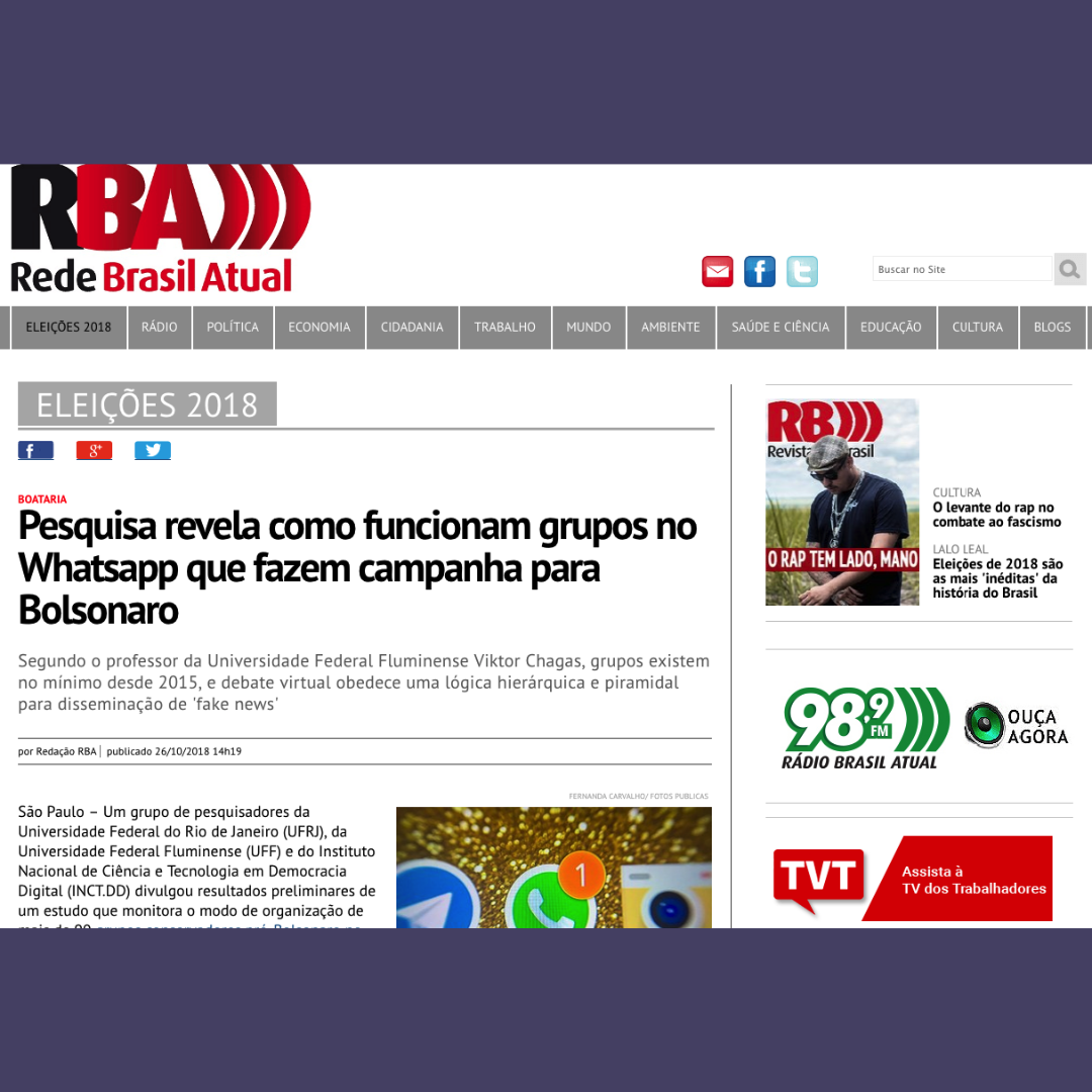 Pesquisa revela como funcionam grupos no Whatsapp que fazem campanha para Bolsonaro