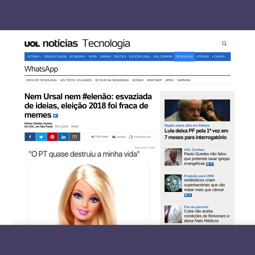 Nem Ursal nem elenão - esvaziada de ideias, eleição 2018 foi fraca de memes