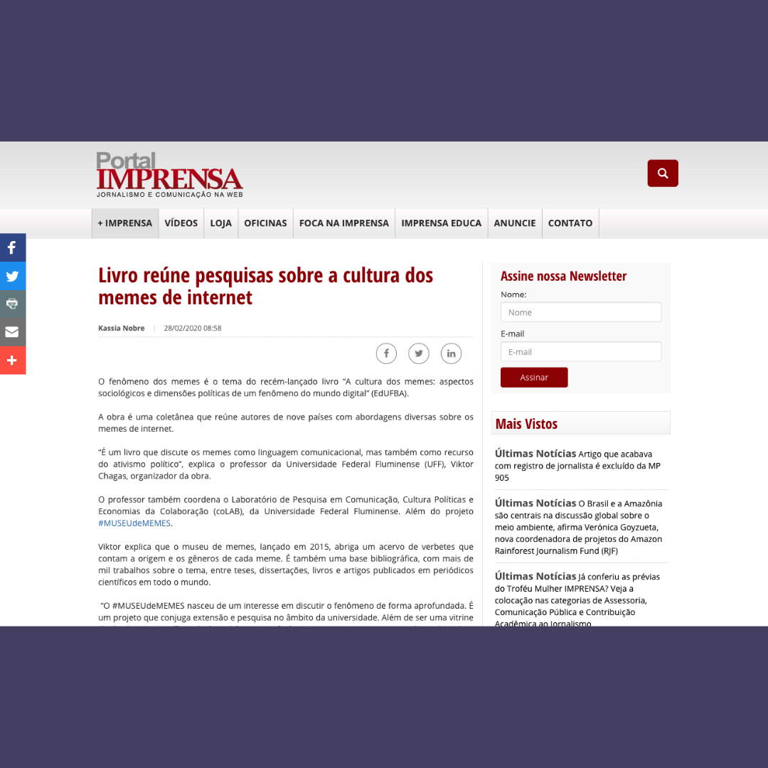 Livro reúne pesquisas sobre a cultura dos memes de internet