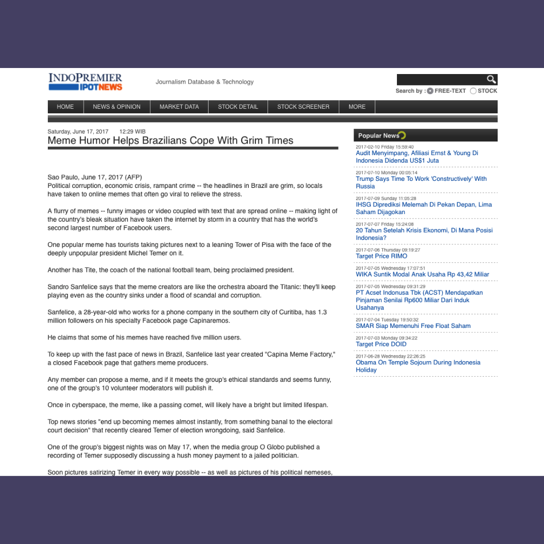 Meme Humor Helps Brazilians Cope With Grim Times