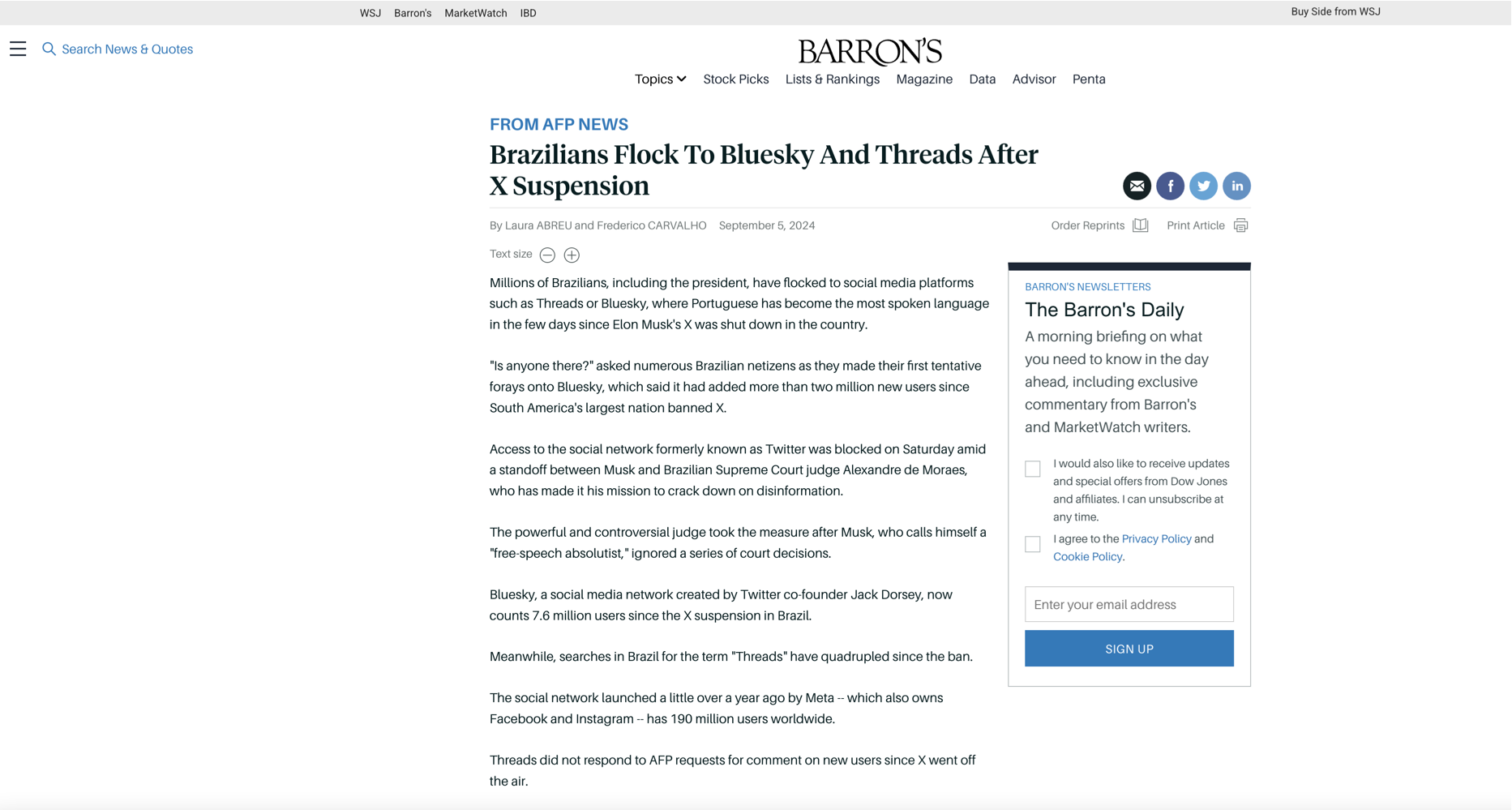 Brazilians Flock To Bluesky And Threads After X Suspension