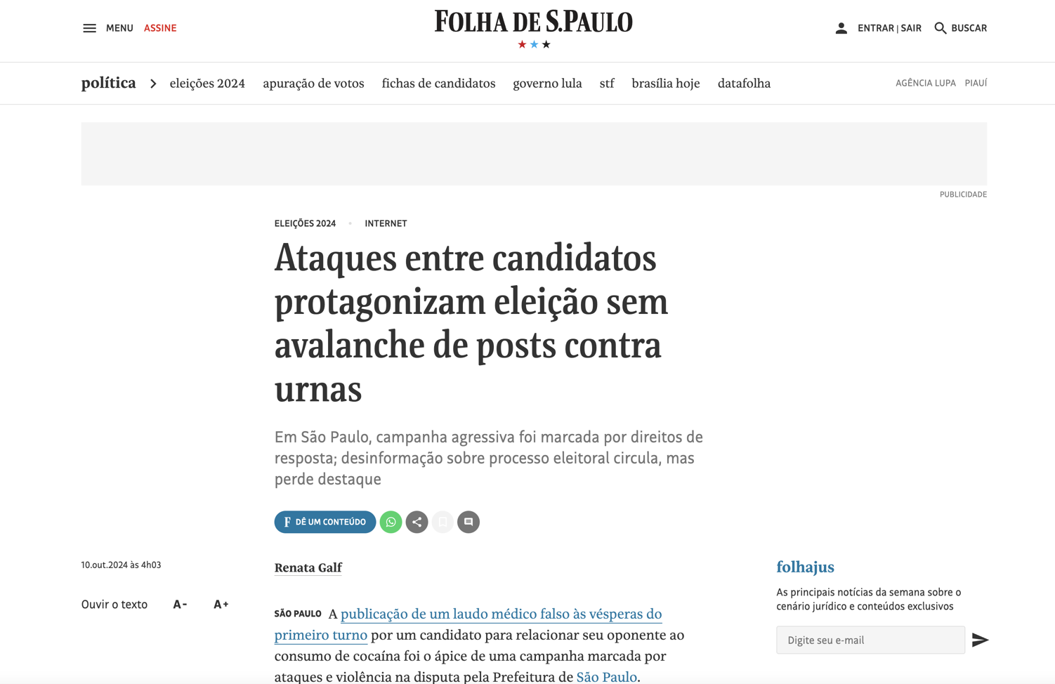 Ataques entre candidatos protagonizam eleição sem avalanche de posts contra urnas