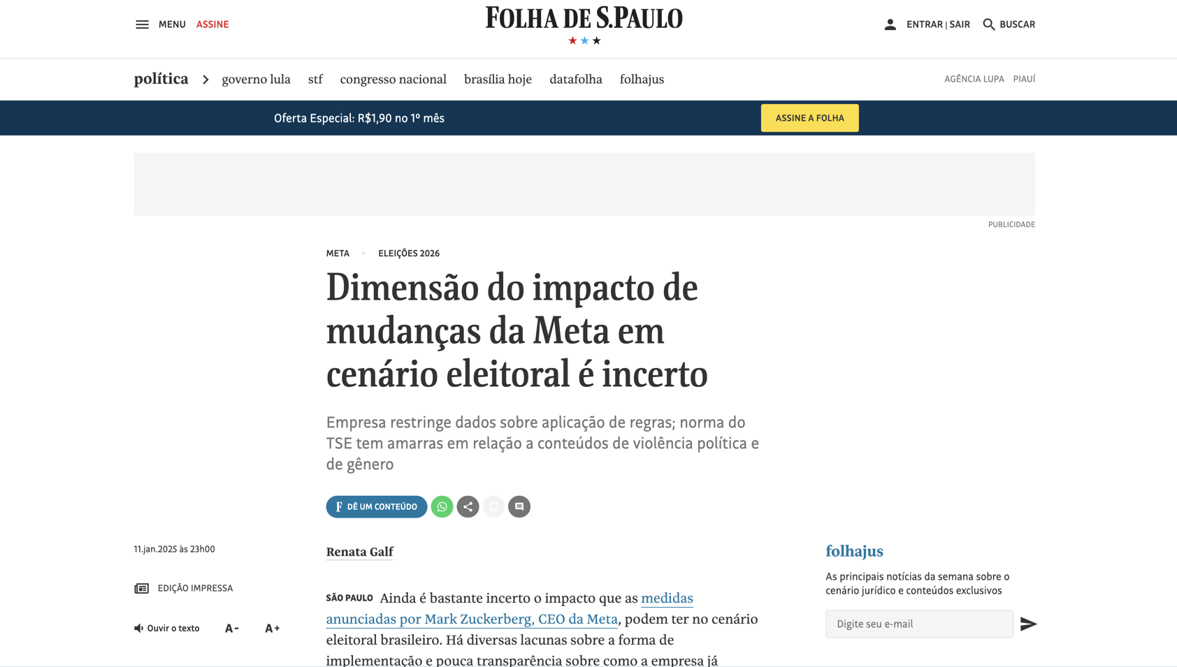 Dimensão do impacto de mudanças da Meta em cenário eleitoral é incerto