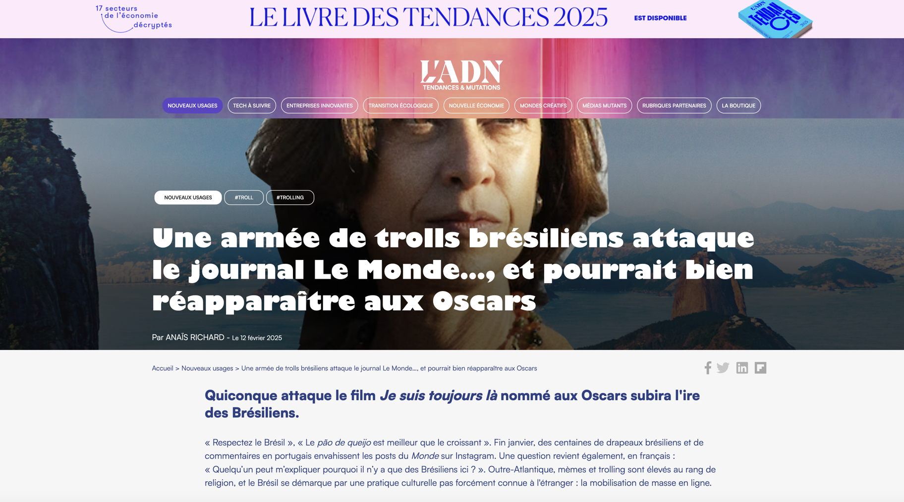 Une armée de trolls brésiliens attaque le journal Le Monde…, et pourrait bien réapparaître aux Oscars