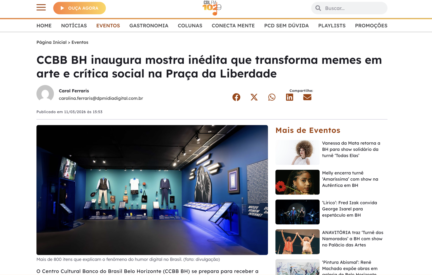 CCBB BH inaugura mostra inédita que transforma memes em arte e crítica social na Praça da Liberdade