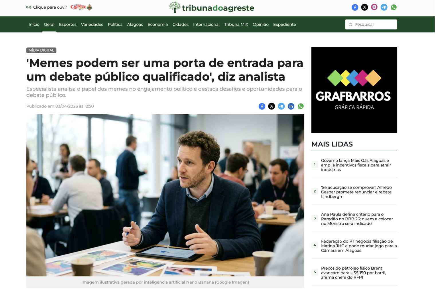 Memes podem ser uma porta de entrada para um debate público qualificado, diz analista