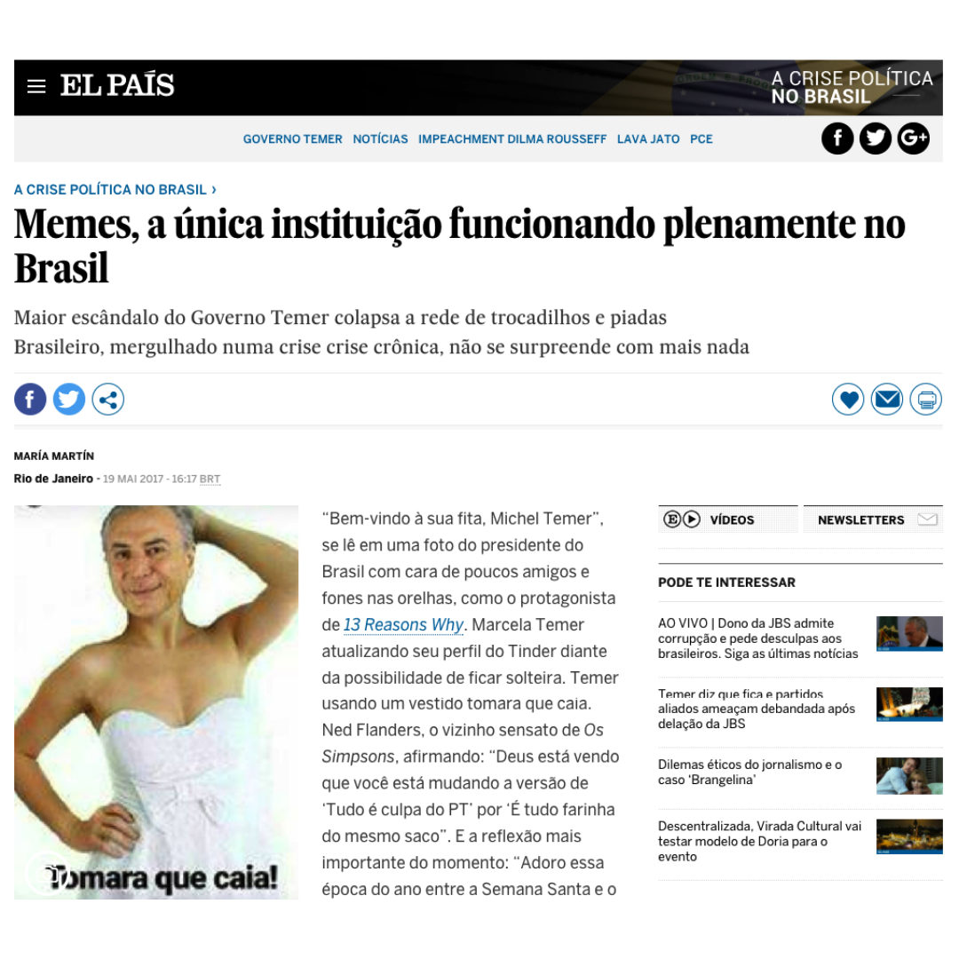 Memes, a única instituição funcionando plenamente no Brasil