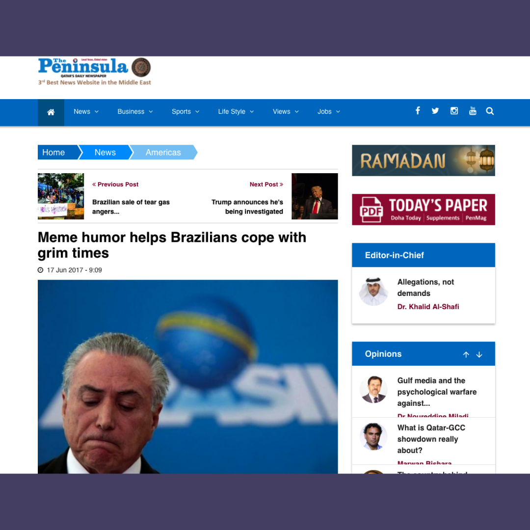 Meme humor helps Brazilians cope with grim times