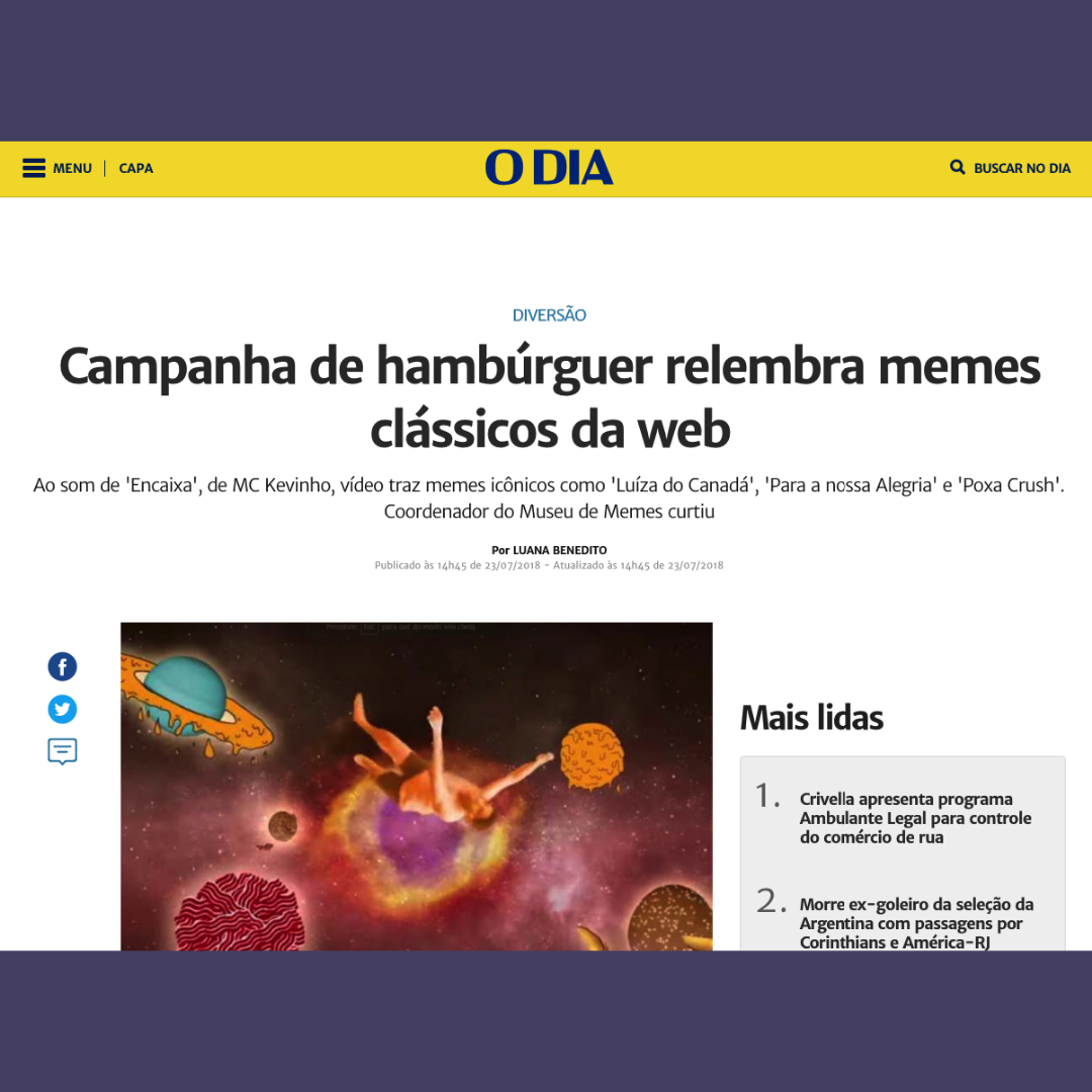 Campanha de hambúrguer relembra memes clássicos da web