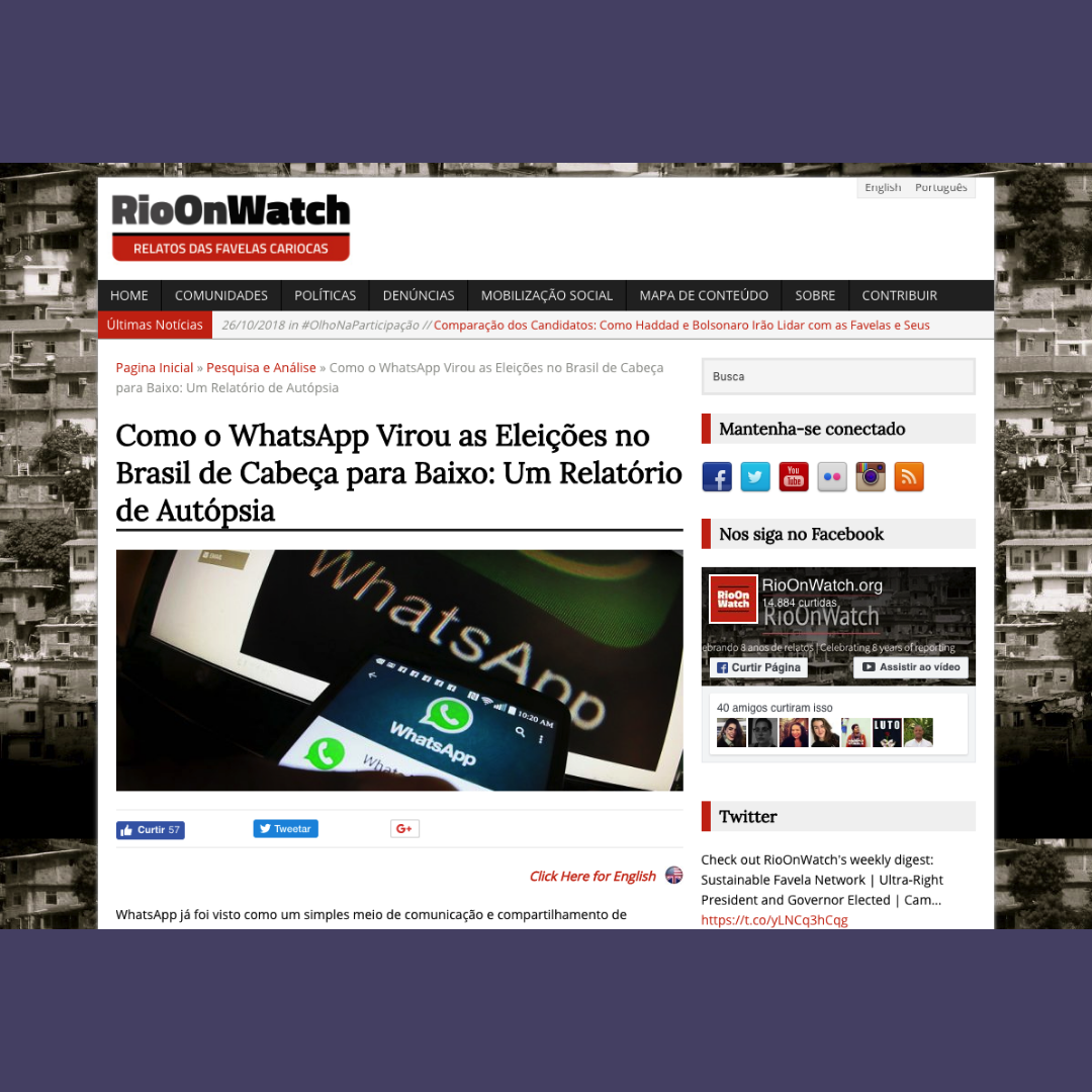 Como o WhatsApp Virou as Eleições no Brasil de Cabeça para Baixo - Um Relatório de Autópsia