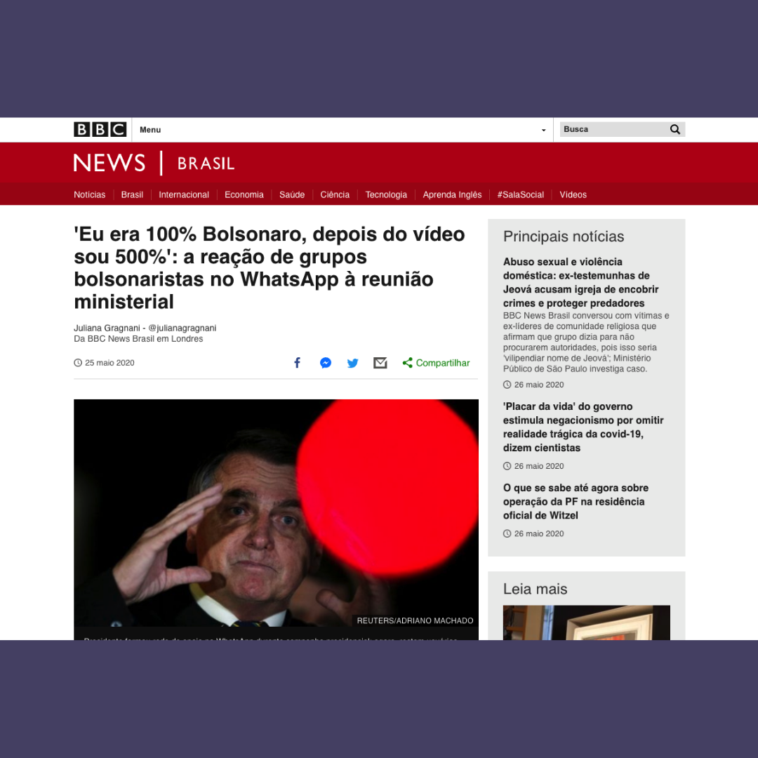 ‘Eu era 100% Bolsonaro, depois do vídeo sou 500%’ - a reação de grupos bolsonaristas no WhatsApp à reunião ministerial
