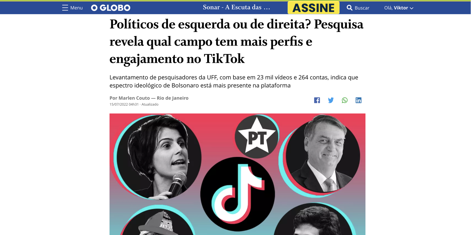 Políticos de esquerda ou de direita? Pesquisa revela qual campo tem mais perfis e engajamento no TikTok