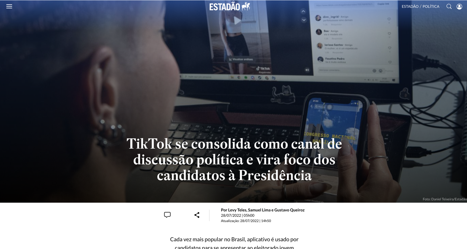 TikTok se consolida como canal de discussão política e vira foco dos candidatos à Presidência