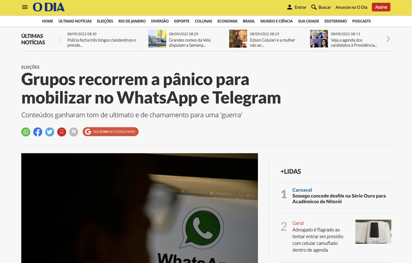 Grupos recorrem a pânico para mobilizar no WhatsApp e Telegram