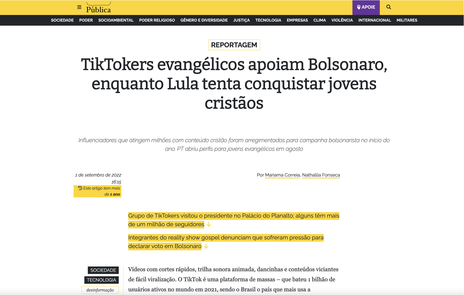 TikTokers evangélicos apoiam Bolsonaro, enquanto Lula tenta conquistar jovens cristãos