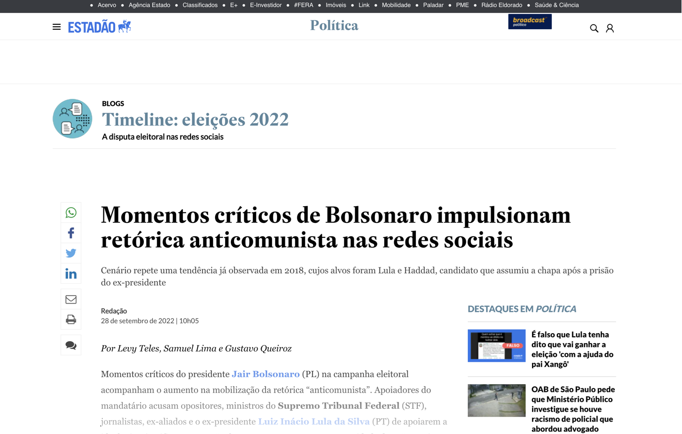Momentos críticos de Bolsonaro impulsionam retórica anticomunista nas redes sociais