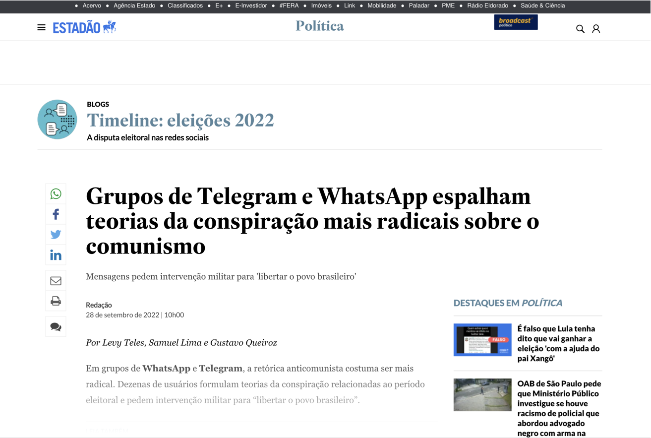 Grupos de Telegram e WhatsApp espalham teorias da conspiração mais radicais sobre o comunismo