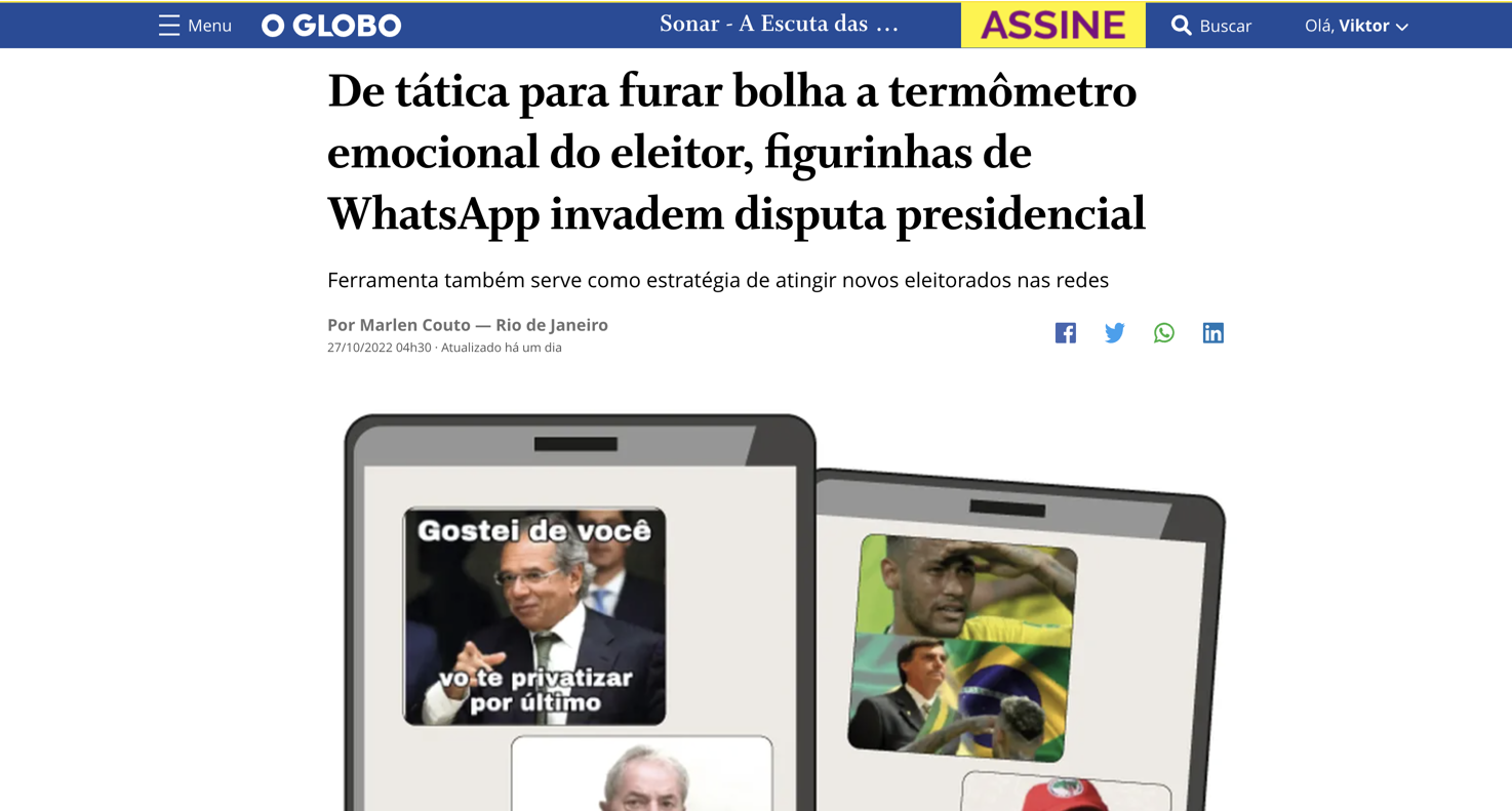De tática para furar bolha a termômetro emocional do eleitor, figurinhas de WhatsApp invadem disputa presidencial