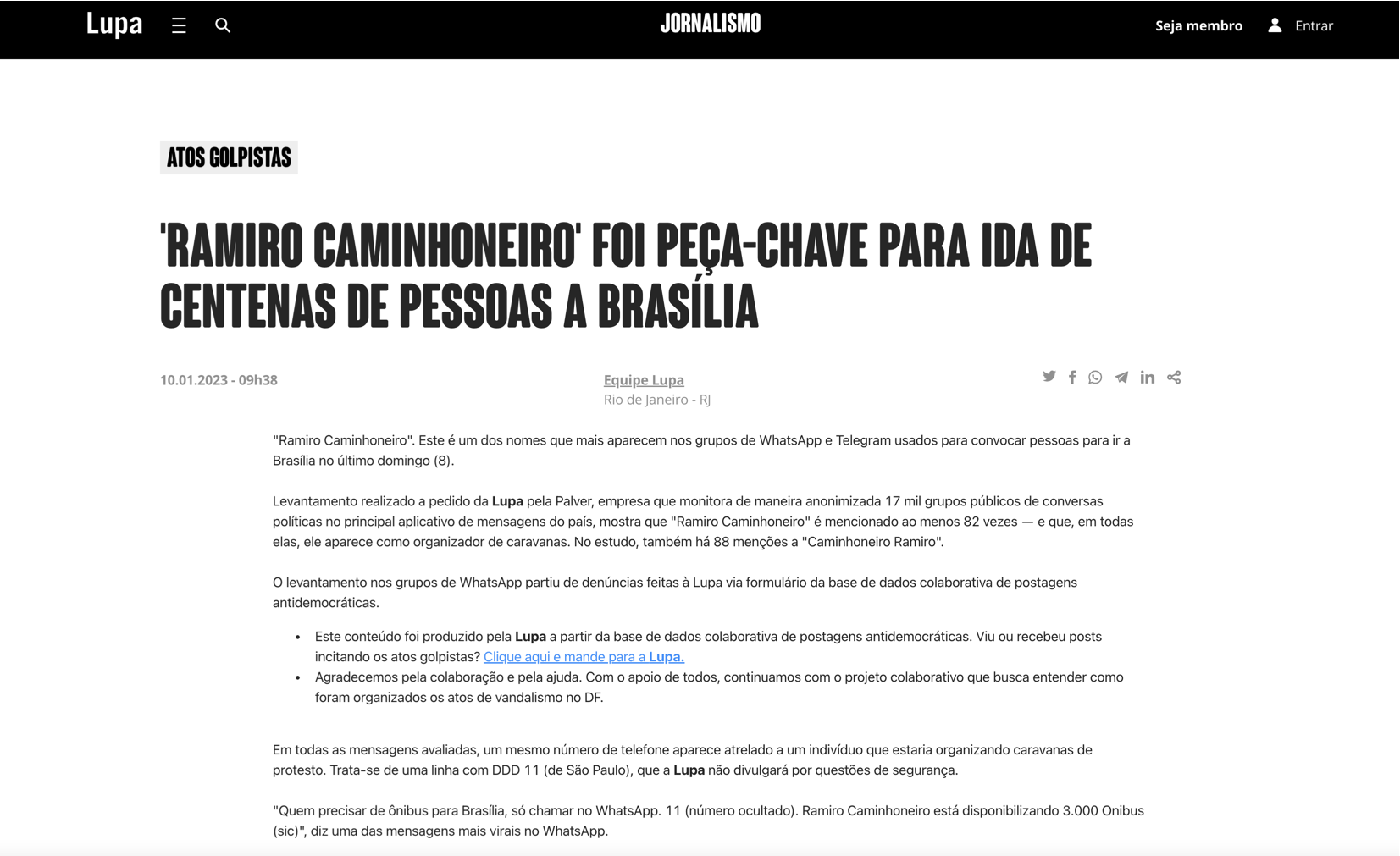 Ramiro Caminhoneiro foi peça-chave para ida de centenas de pessoas a Brasília