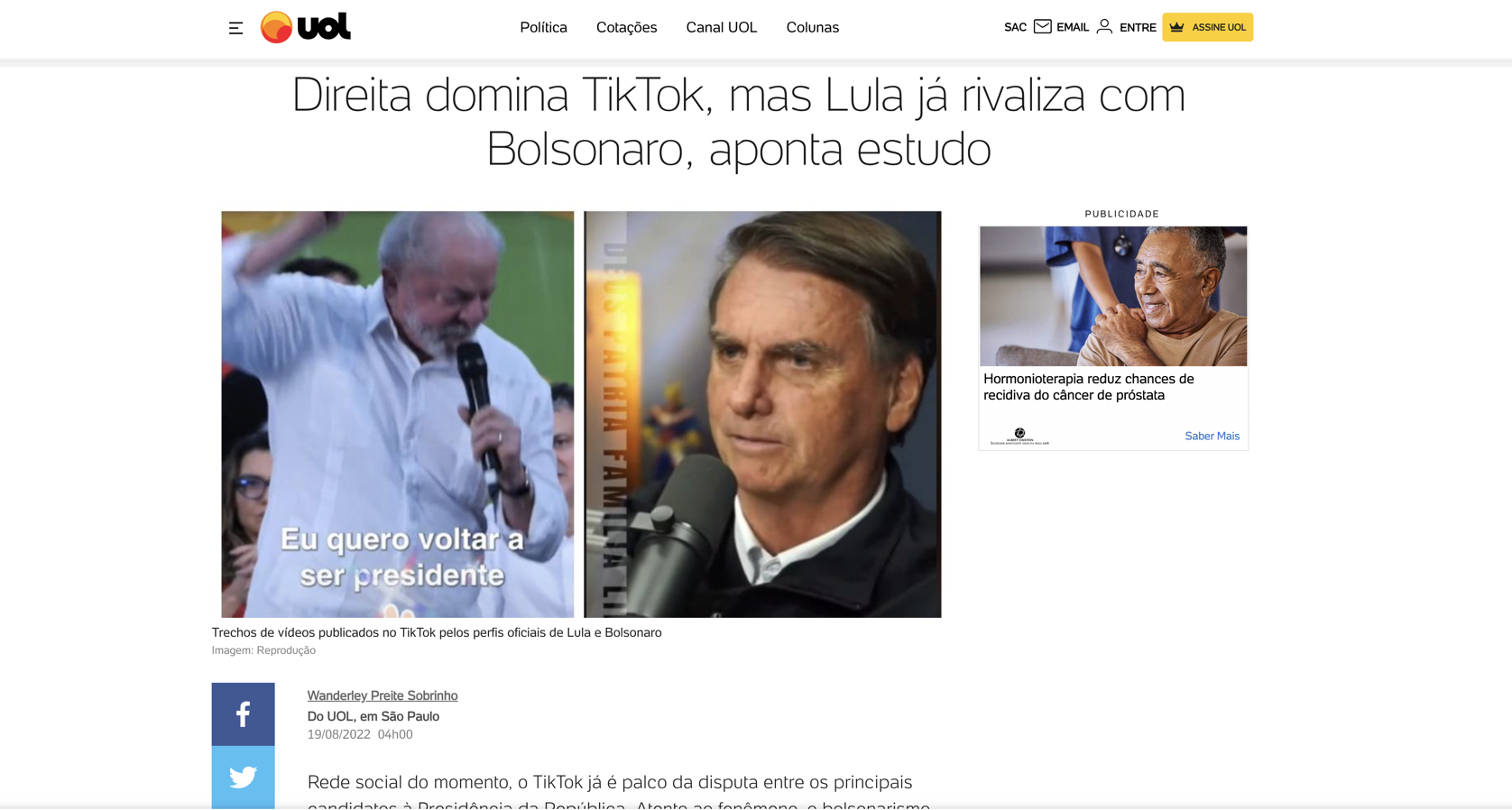 Direita domina TikTok, mas Lula já rivaliza com Bolsonaro, aponta estudo