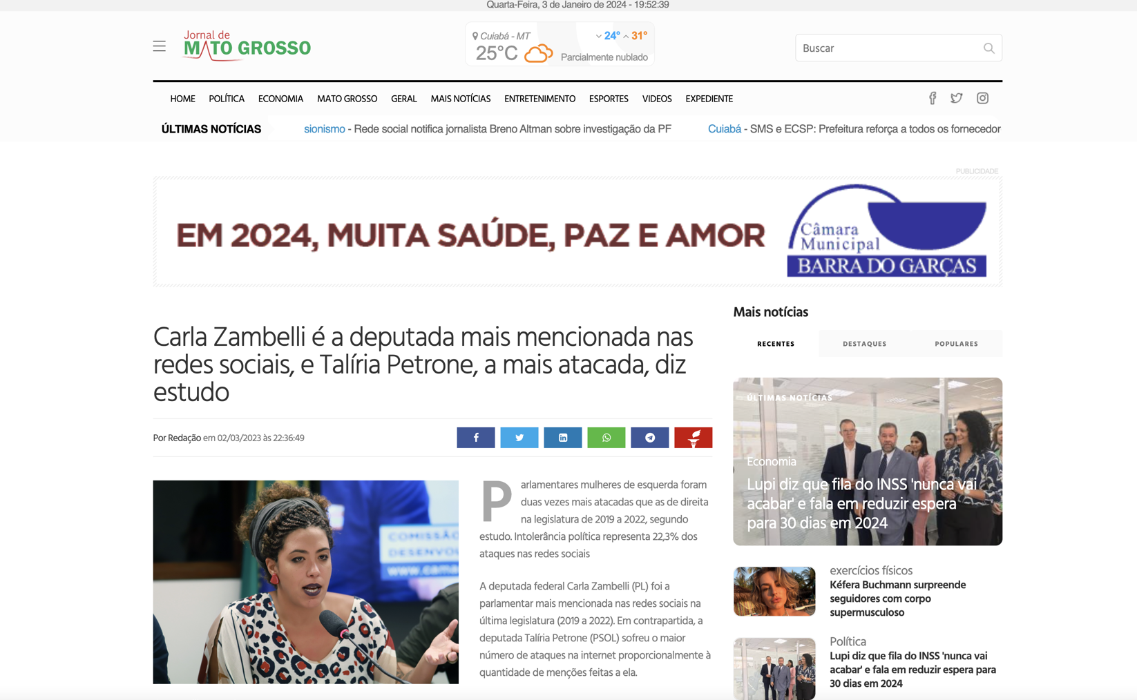 Carla Zambelli é a deputada mais mencionada nas redes sociais, e Talíria Petrone, a mais atacada, diz estudo