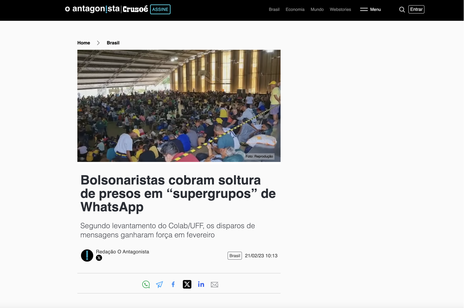 Bolsonaristas cobram soltura de presos em “supergrupos” de WhatsApp