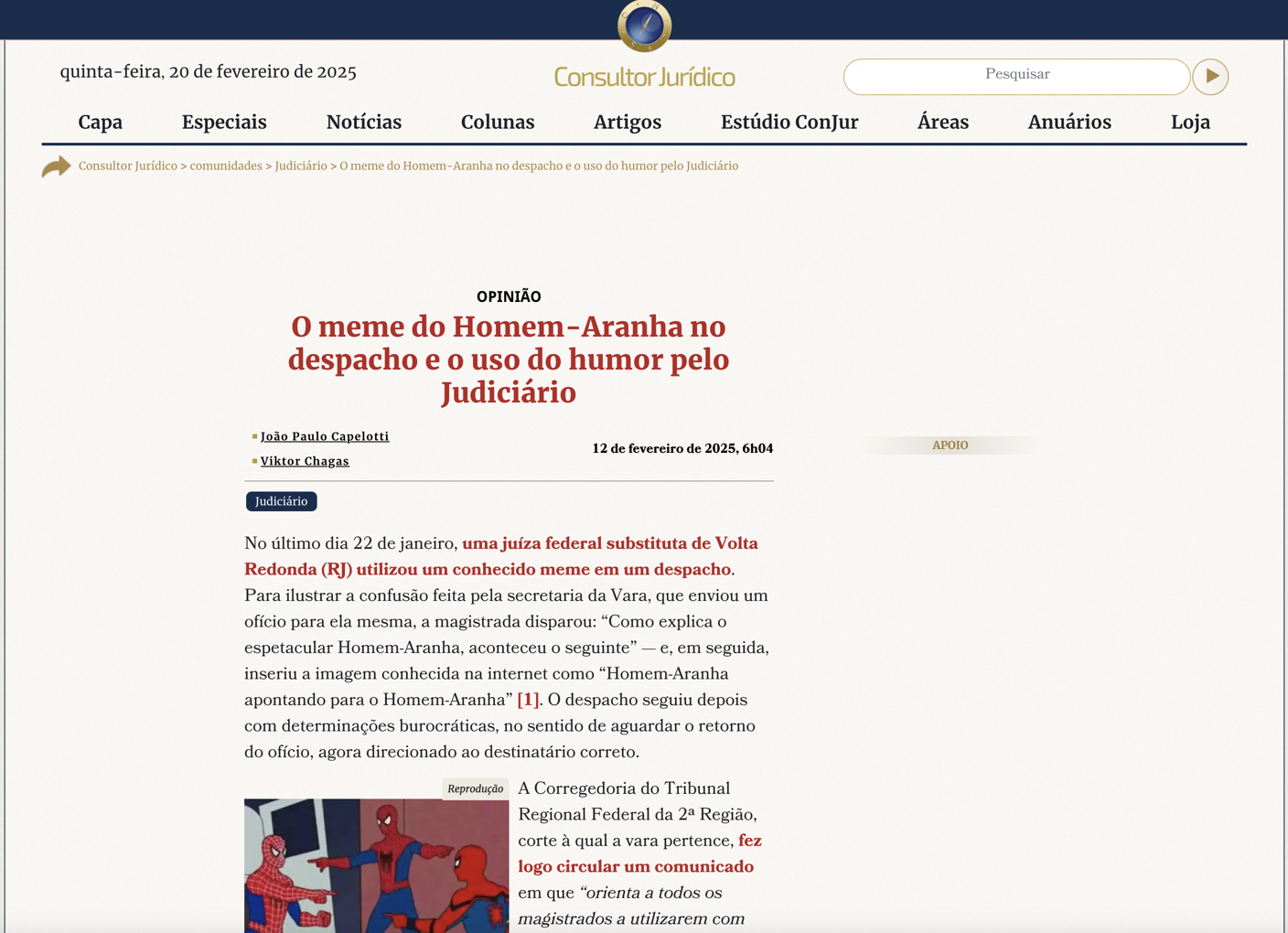 O meme do Homem-Aranha no despacho e o uso do humor pelo Judiciário